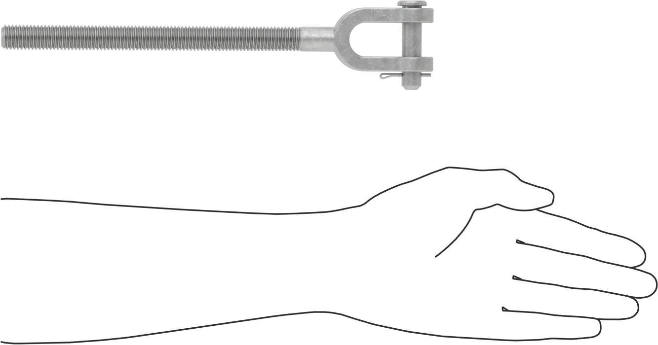 Dövme Galvanizli Çelik Gerdirme - Kaldırma Amaçlı Değildir, Çatal Uç, 5/8"-11, Sol El Diş, 11" Toplam
