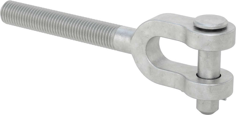 Dövme Galvanizli Çelik Gerdirme - Kaldırma Amaçlı Değildir, Çatal Uç, 3/4"-10, Sol El Diş, 8" Toplam
