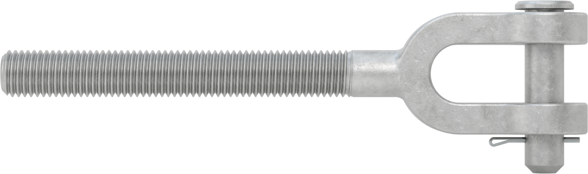 Dövme Galvanizli Çelik Gerdirme - Kaldırma Amaçlı Değildir, Çatal Uç, 3/4"-10, Sol El Diş, 9-3/8" Toplam