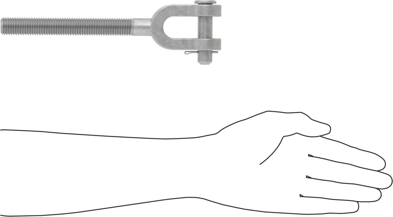 Dövme Galvanizli Çelik Gerdirme - Kaldırma Amaçlı Değildir, Çatal Uç, 3/4"-10, Sol El Diş, 9-3/8" Toplam