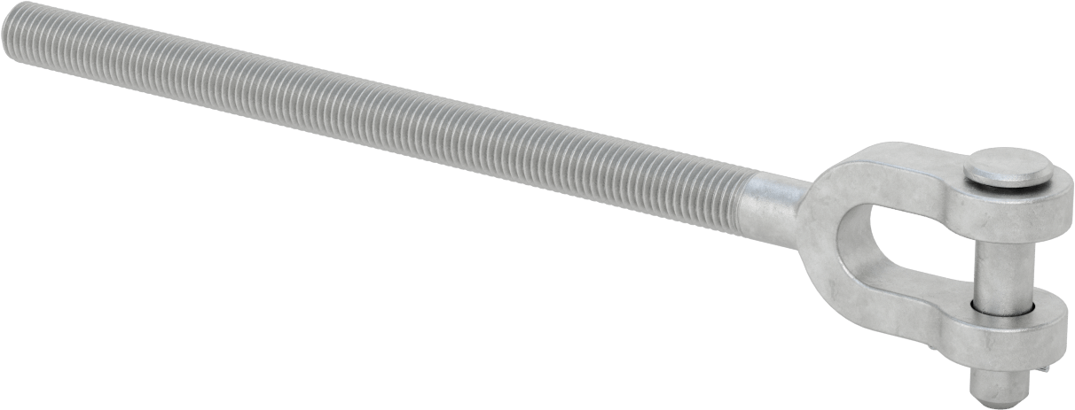 Dövme Galvanizli Çelik Gerdirme - Kaldırma Amaçlı Değildir, Çatal Uç, 3/4"-10, Sol El Diş, 14-3/8" Toplam