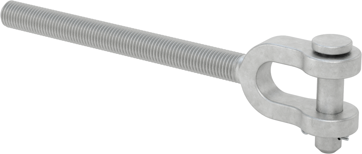 Dövme Galvanizli Çelik Gerdirme - Kaldırma Amaçlı Değildir, Çatal Uç, 7/8"-9, Sol El Diş, 12-11/16" Toplam Uzunluk