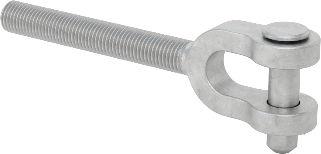 Dövme Galvanizli Çelik Gerdirme - Kaldırma Amaçlı Değildir, Çatal Uç, 7/8"-9, Sol El Diş, 9-1/2" Toplam