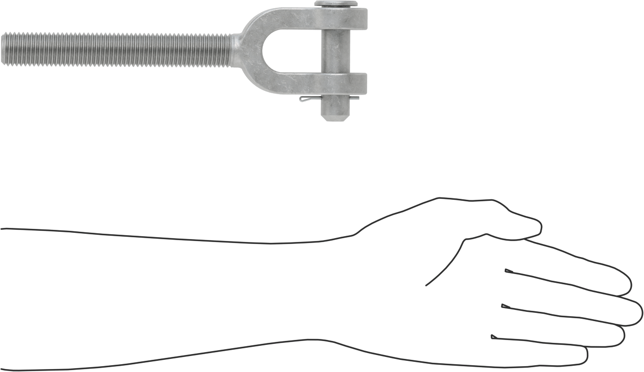 Dövme Galvanizli Çelik Gerdirme - Kaldırma Amaçlı Değildir, Çatal Uç, 7/8"-9, Sol El Diş, 9-1/2" Toplam