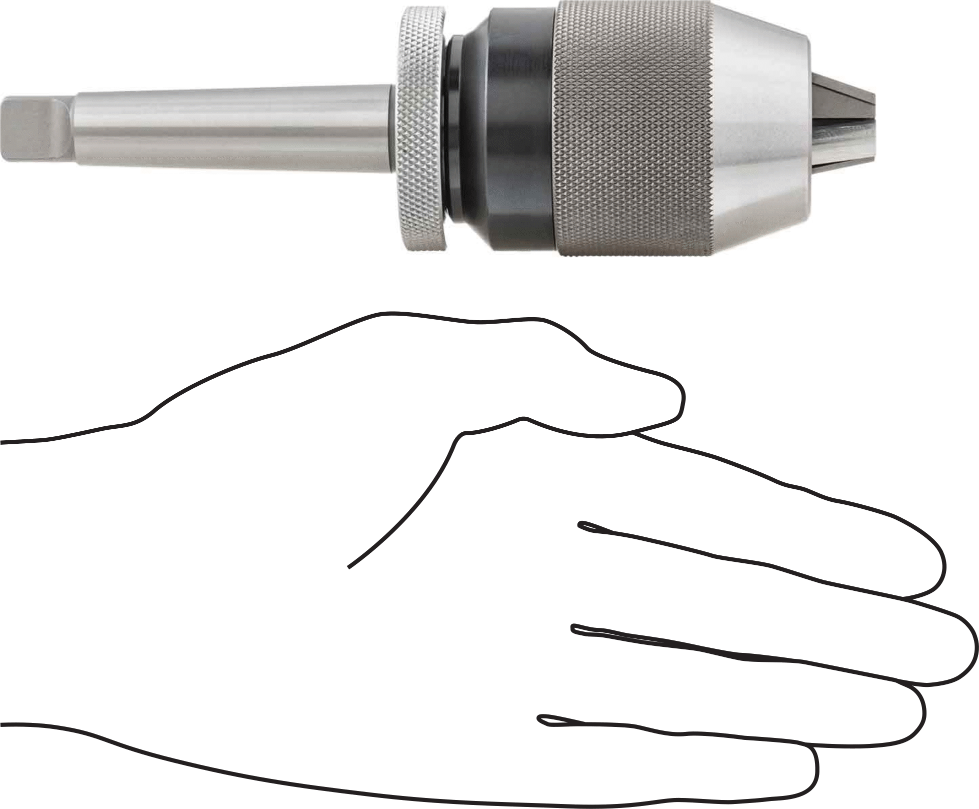 Entegre Mil ile Anahtarsız Matkap Mandreni, #2 Morse Konik, Albrecht #Cp130-2mT 1/32“-1/2” Şaft