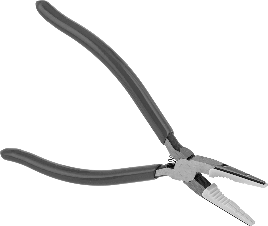 Yüzeyi Çizmeyen Uzun Burunlu Pense, Plastik Çene Pedli Çelik, 6-1/2" Toplam Uzunluk