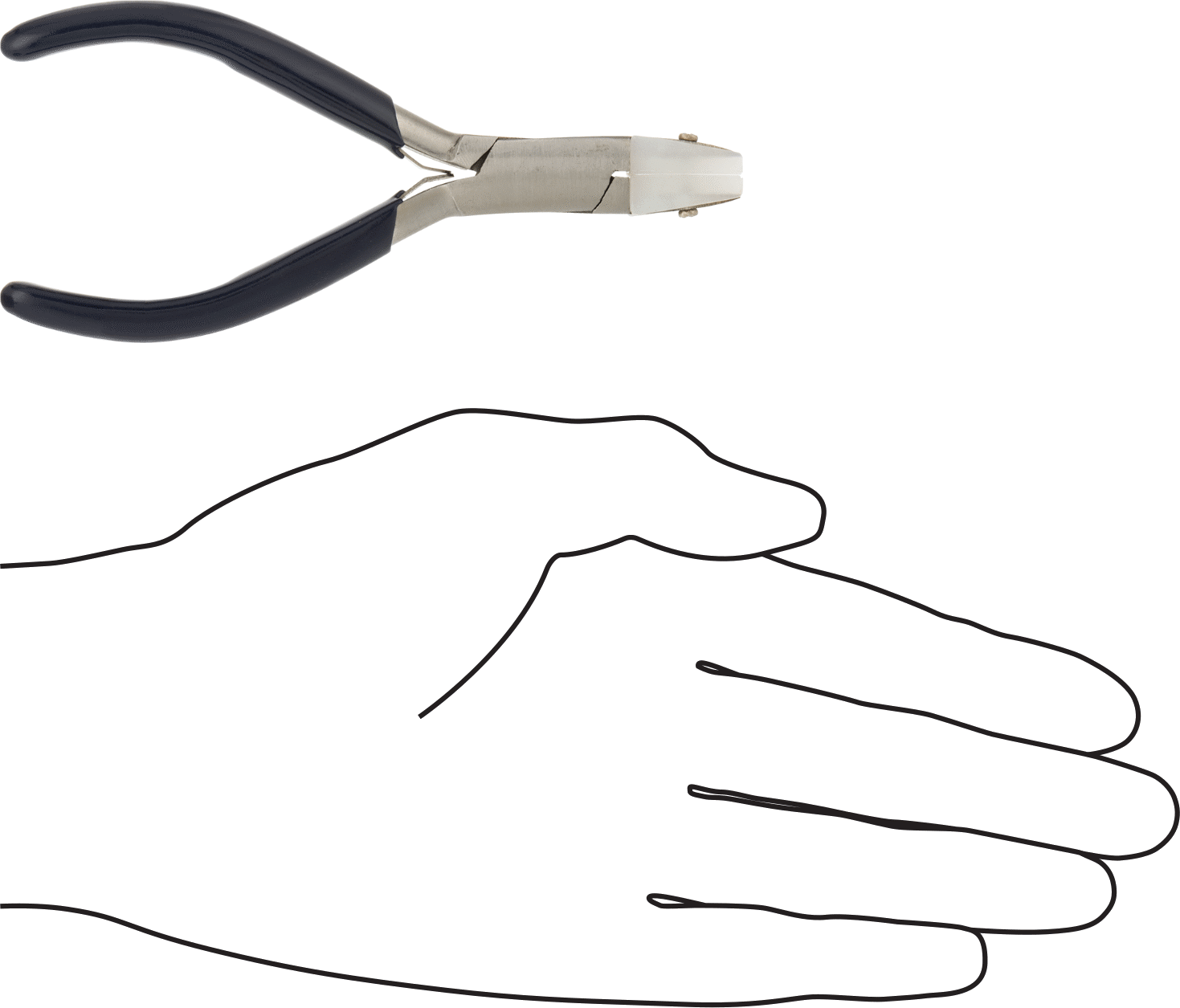 Yüzeyi Çizmeyen Uzun Burunlu Pense, Plastik Çene Pedli Paslanmaz Çelik, 4-3/4" Toplam Uzunluk, 3/4" Çene Uzunluğu