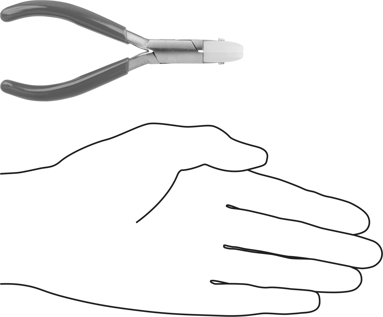 Yüzeyi Çizmeyen Uzun Burunlu Pense, Plastik Çene Pedli Paslanmaz Çelik, 4-3/4" Toplam Uzunluk, 7/8" Çene Uzunluğu