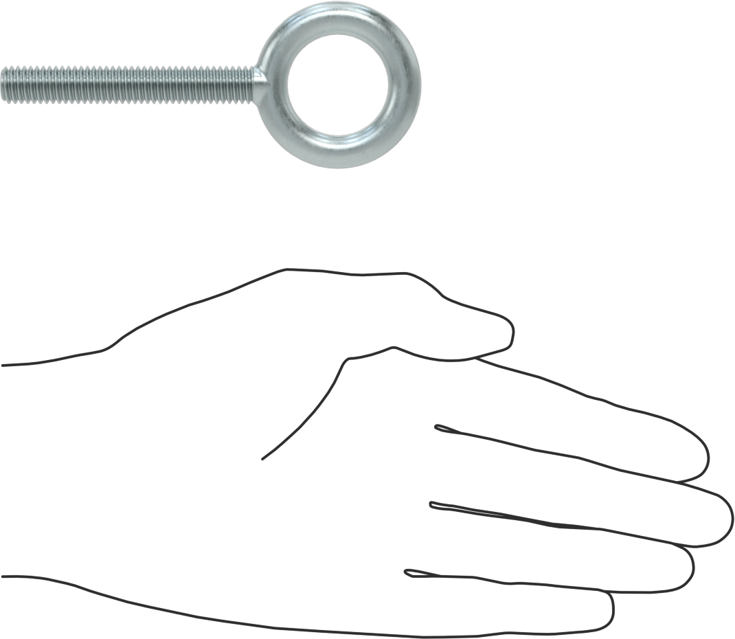 Omuzsuz Çelik Halka Cıvata - Kaldırma için, Çinko Kaplamalı, 3/8"-16 Diş Boyutu, 2-1/2" Diş Uzunluğu