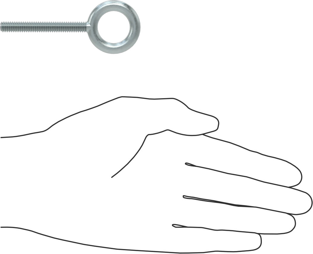 Omuzsuz Çelik Halka Cıvata - Kaldırma için, Çinko Kaplamalı, 1/4"-20 Diş Boyutu, 2" Diş Uzunluğu