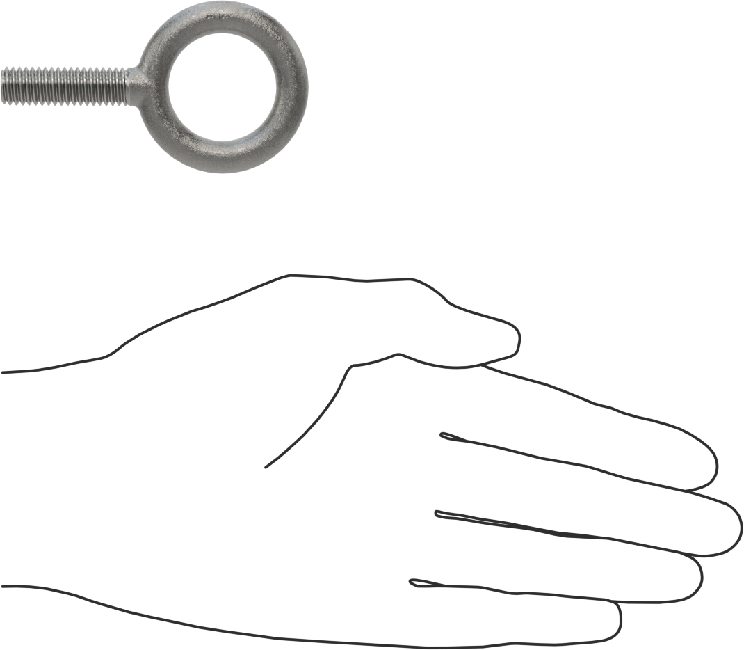 Omuzsuz Çelik Halka Cıvata - Kaldırma için, 3/8"-16 Diş Boyutu, 1-1/4" Diş Uzunluğu