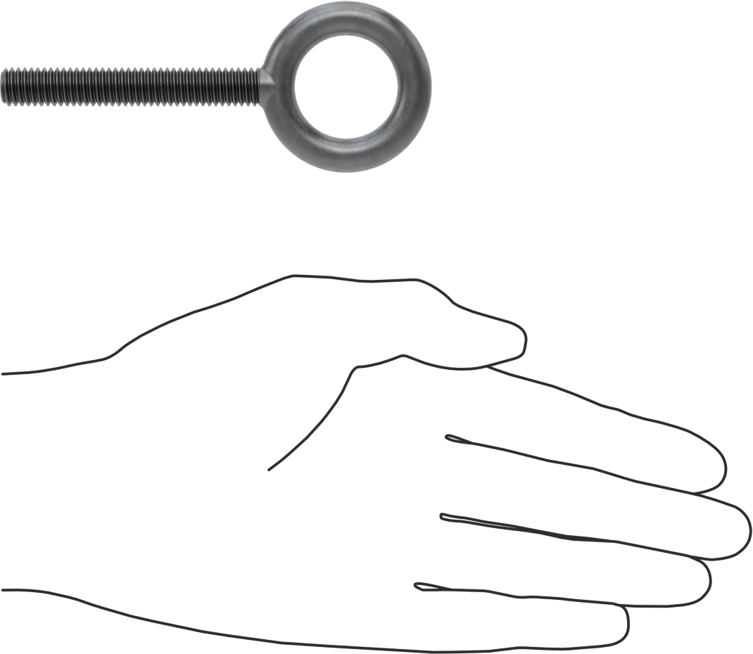Omuzsuz Çelik Halka Cıvata - Kaldırma için, 3/8"-16 Diş Boyutu, 2-1/2" Diş Uzunluğu