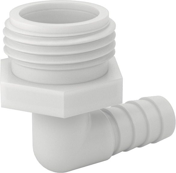 Plastik Bahçe Hortumu Bağlantı Parçası, 1/2" Hortum İç Çapı x 3/4 GHT Erkek için Dikenli 90 Derece Dirsek