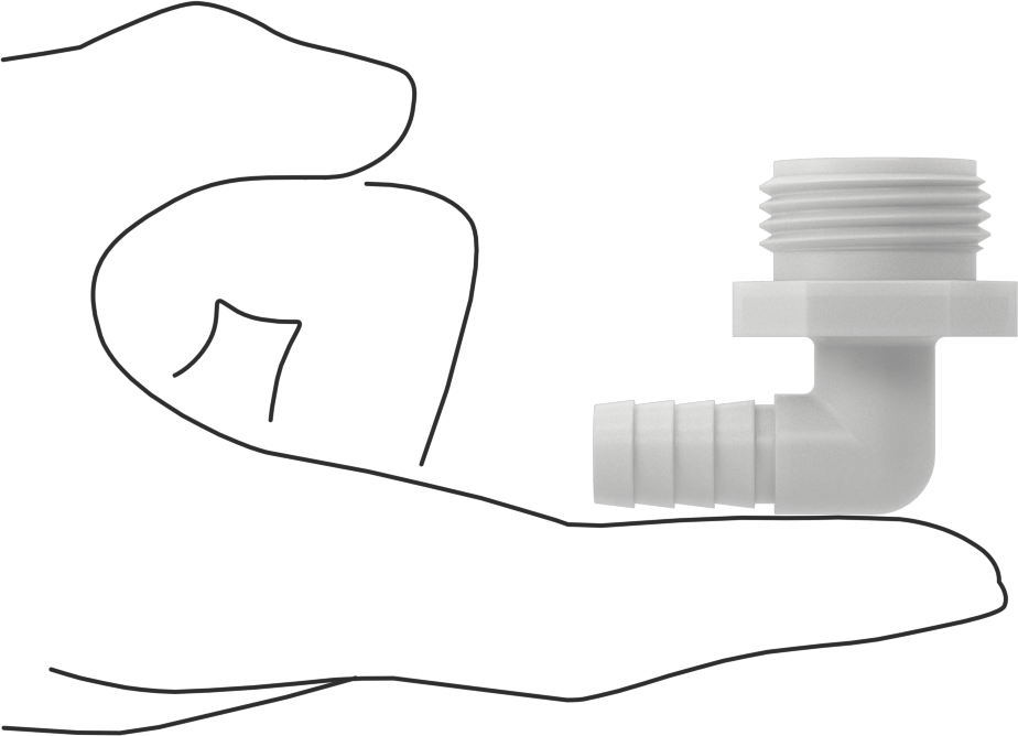Plastik Bahçe Hortumu Bağlantı Parçası, 1/2" Hortum İç Çapı x 3/4 GHT Erkek için Dikenli 90 Derece Dirsek