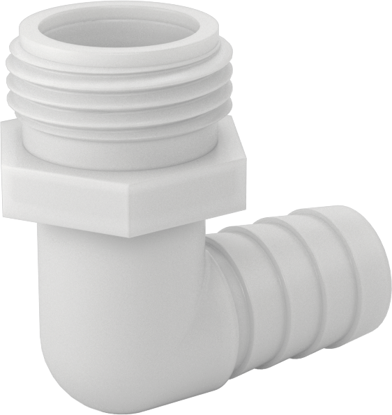 Plastik Bahçe Hortumu Bağlantı Parçası, 3/4" Hortum İç Çapı x 3/4 GHT Erkek için Dikenli 90 Derece Dirsek