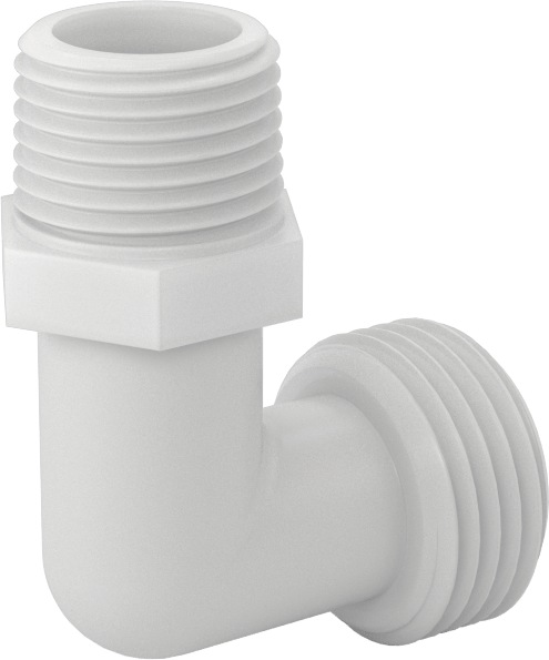 Plastik Bahçe Hortumu Bağlantı Parçası, 90 Derece Dirsek Adaptörü, 3/4 GHT Erkek x 1/2 NPT Erkek