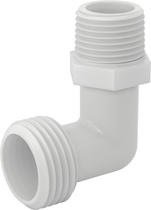 Plastik Bahçe Hortumu Bağlantı Parçası, 90 Derece Dirsek Adaptörü, 3/4 GHT Erkek x 1/2 NPT Erkek