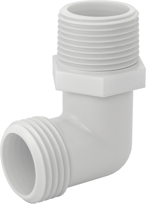 Plastik Bahçe Hortumu Bağlantı Parçası, 90 Derece Dirsek Adaptörü, 3/4 GHT Erkek x 3/4 NPT Erkek