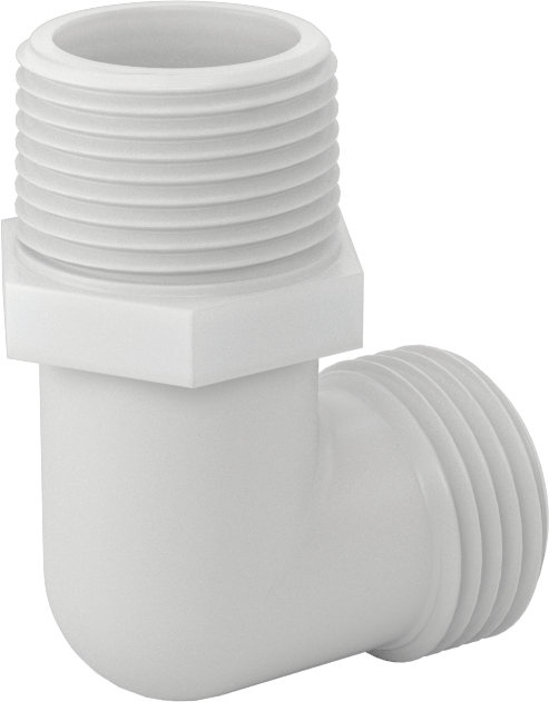 Plastik Bahçe Hortumu Bağlantı Parçası, 90 Derece Dirsek Adaptörü, 3/4 GHT Erkek x 3/4 NPT Erkek
