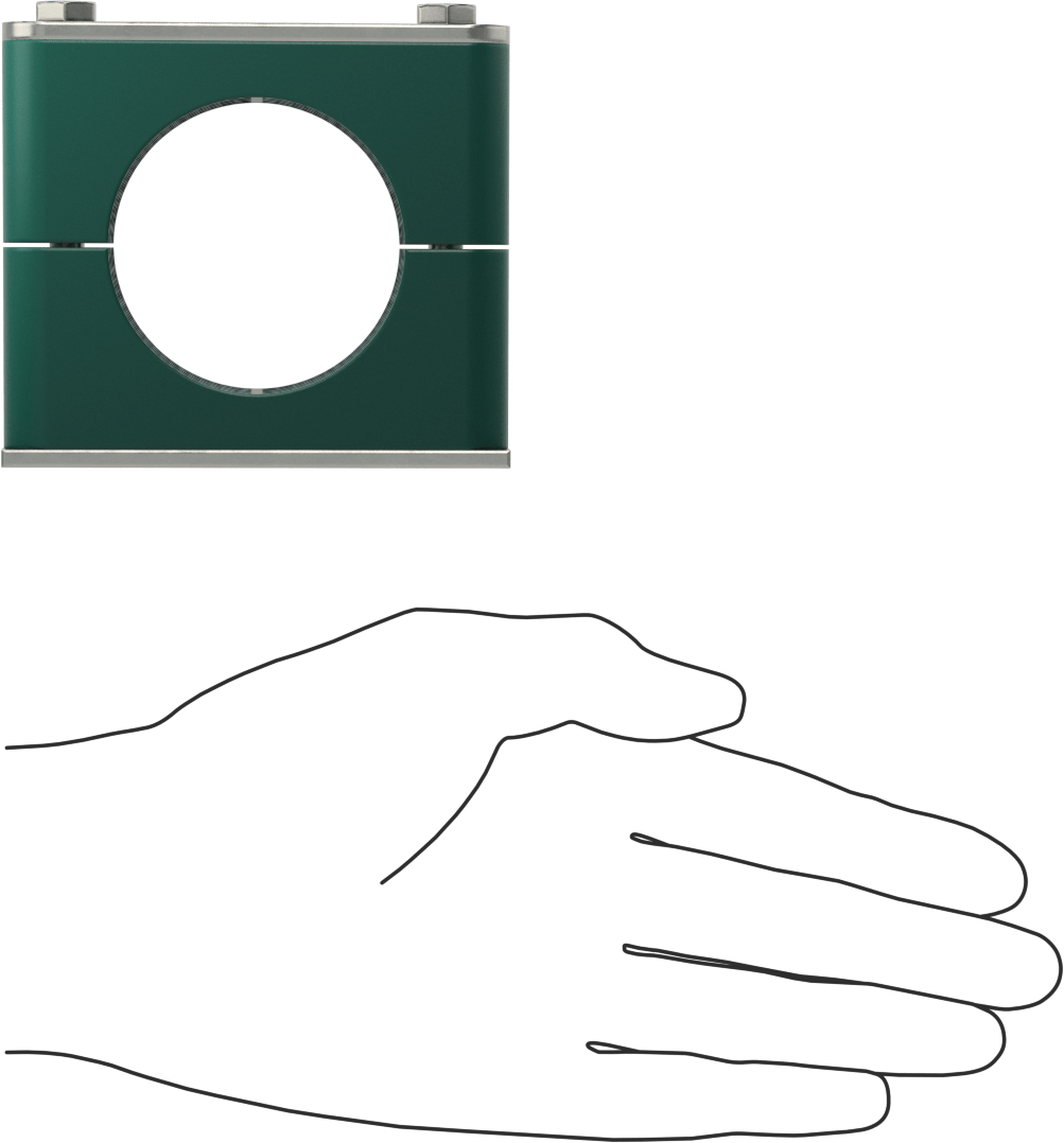 Titreşim Sönümleyici Yönlendirme Kelepçesi, Kaynak Montajı, Paslanmaz Çelik Plakalı Polipropilen, 2" ID, 3-7/16" Uzunluk