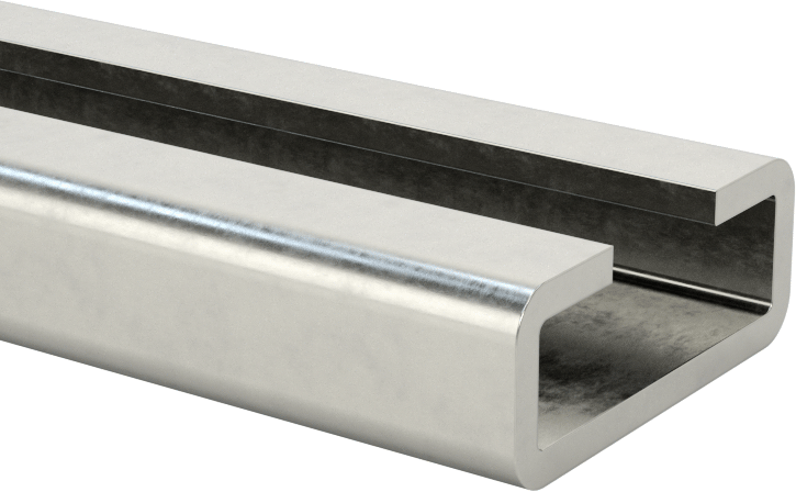 39-3/8“ Uzunluk x 1-1/8” Genişlik x 7/16" Yükseklik Titreşim Sönümlemeli Yönlendirme Kelepçesi için Paslanmaz Çelik Ray