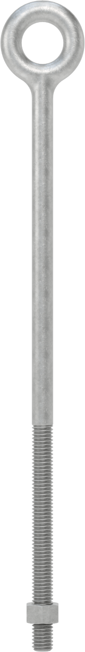 Somunlu ve Omuzsuz Galvanizli Çelik Halka Cıvata, Kaldırma için, 3/8"-16 Diş Boyutu, 10 inç şaft uzunluğu