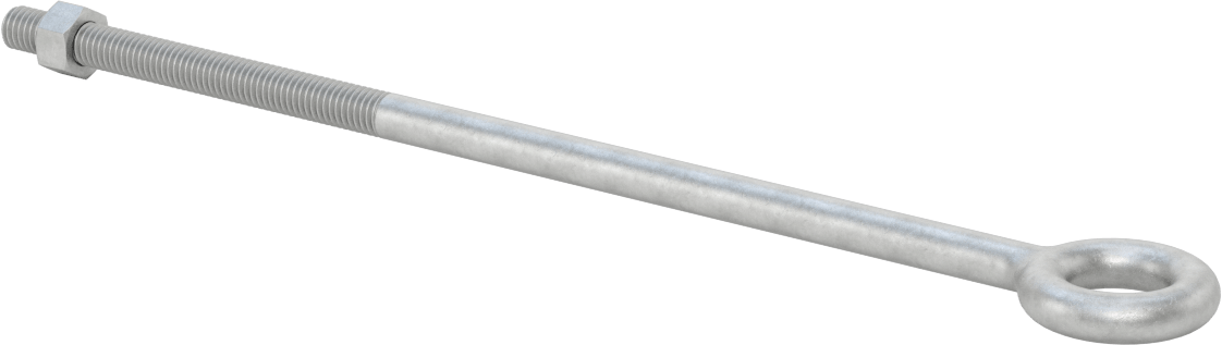 Somunlu ve Omuzsuz Galvanizli Çelik Halka Cıvata, Kaldırma için, 3/8"-16 Diş Boyutu, 10 inç şaft uzunluğu