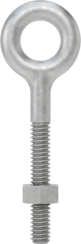 Somunlu ve Omuzsuz Galvanizli Çelik Halka Cıvata, Kaldırma için, 1/4"-20 Diş Boyutu, 2 inç Şaft Uzunluğu
