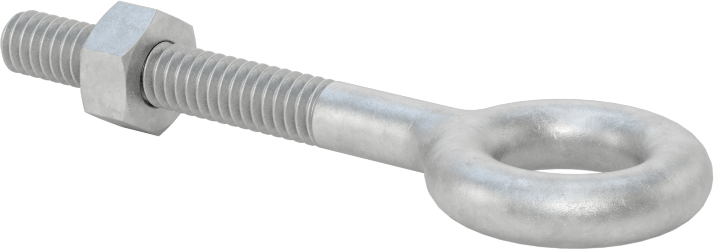 Somunlu ve Omuzsuz Galvanizli Çelik Halka Cıvata, Kaldırma için, 1/4"-20 Diş Boyutu, 2 inç Şaft Uzunluğu