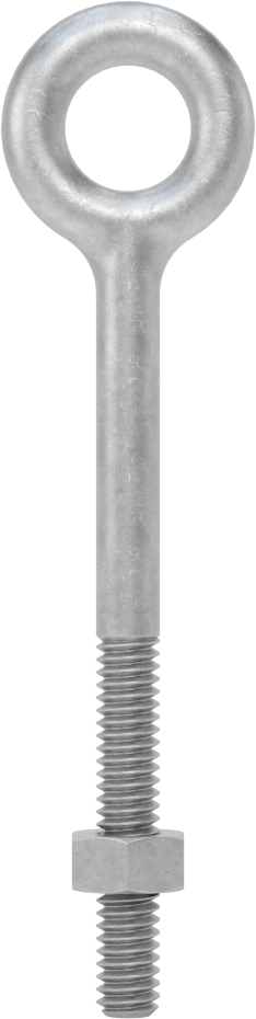 Somunlu ve Omuzsuz Galvanizli Çelik Halka Cıvata, Kaldırma için, 1/4"-20 Diş Boyutu, 3" Şaft Uzunluğu