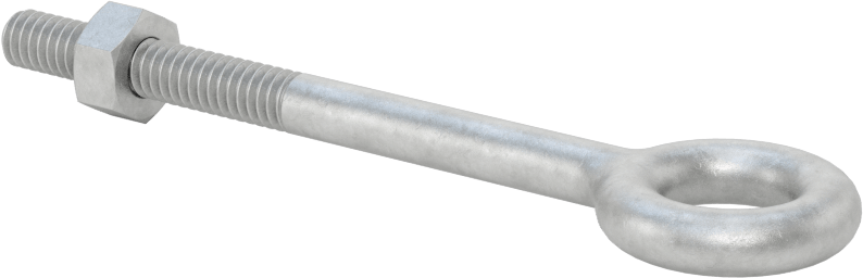 Somunlu ve Omuzsuz Galvanizli Çelik Halka Cıvata, Kaldırma için, 1/4"-20 Diş Boyutu, 3" Şaft Uzunluğu