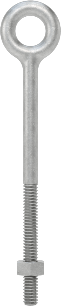 Somunlu ve Omuzsuz Galvanizli Çelik Halka Cıvata, Kaldırma için, 1/4"-20 Diş Boyutu, 2" Diş Uzunluğu