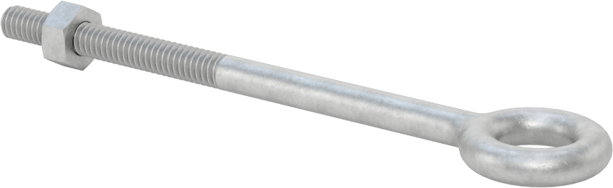 Somunlu ve Omuzsuz Galvanizli Çelik Halka Cıvata, Kaldırma için, 1/4"-20 Diş Boyutu, 2" Diş Uzunluğu