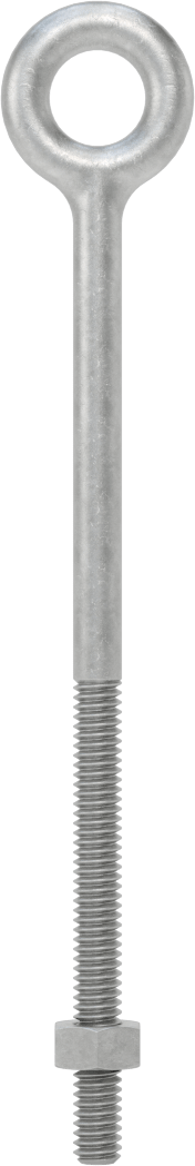 Somunlu ve Omuzsuz Galvanizli Çelik Halka Cıvata, Kaldırma için, 1/4"-20 Diş Boyutu, 2-1/2" Diş Uzunluğu