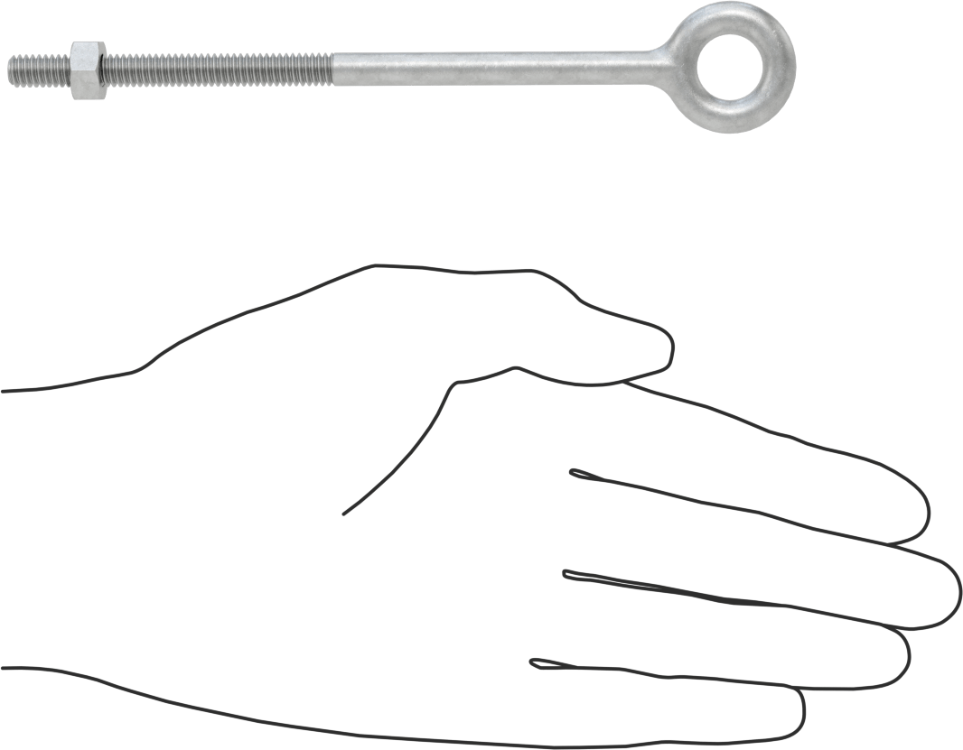 Somunlu ve Omuzsuz Galvanizli Çelik Halka Cıvata, Kaldırma için, 1/4"-20 Diş Boyutu, 2-1/2" Diş Uzunluğu