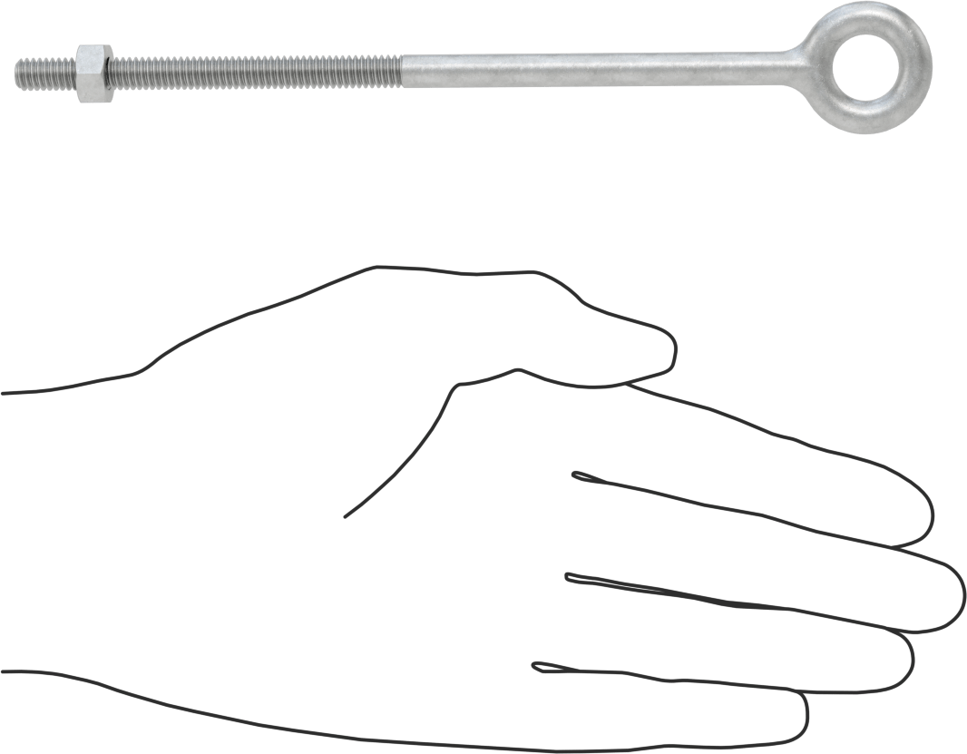 Somunlu ve Omuzsuz Galvanizli Çelik Halka Cıvata, Kaldırma için, 1/4"-20 Diş Boyutu, 3" Diş Uzunluğu