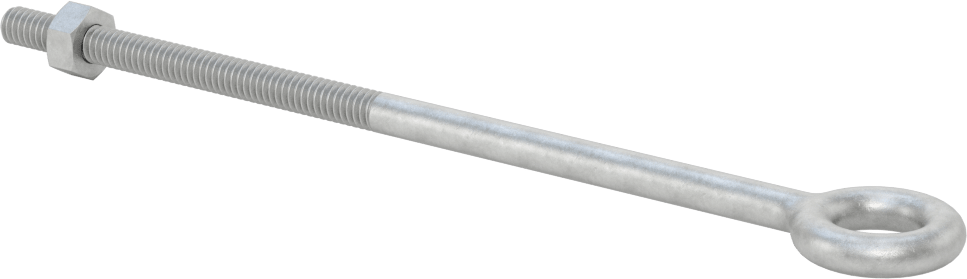 Somunlu ve Omuzsuz Galvanizli Çelik Halka Cıvata, Kaldırma için, 1/4"-20 Diş Boyutu, 3" Diş Uzunluğu