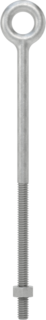 Somunlu ve Omuzsuz Galvanizli Çelik Halka Cıvata, Kaldırma için, 1/4"-20 Diş Boyutu, 3" Diş Uzunluğu