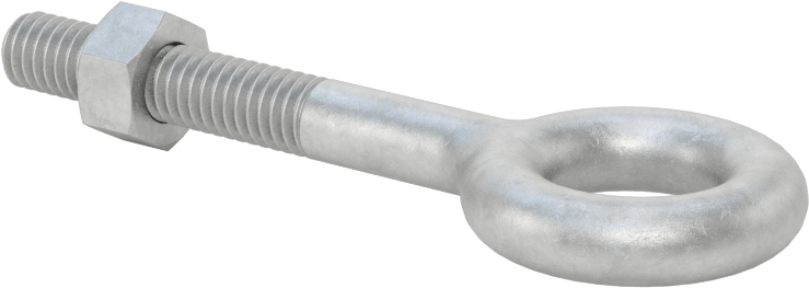 Somunlu ve Omuzsuz Galvanizli Çelik Halka Cıvata, Kaldırma için, 5/16"-18 Diş Boyutu, 2-1/4" Şaft Uzunluğu