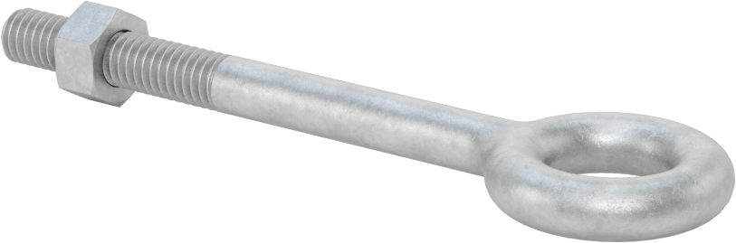 Somunlu ve Omuzsuz Galvanizli Çelik Halka Cıvata, Kaldırma için, 5/16"-18 Diş Boyutu, 3-1/4" Şaft Uzunluğu