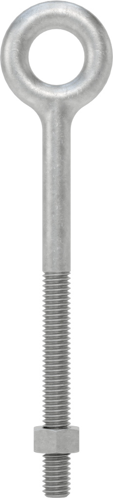 Somunlu ve Omuzsuz Galvanizli Çelik Halka Cıvata, Kaldırma için, 5/16"-18 Diş Boyutu, 4-1/4" Şaft Uzunluğu