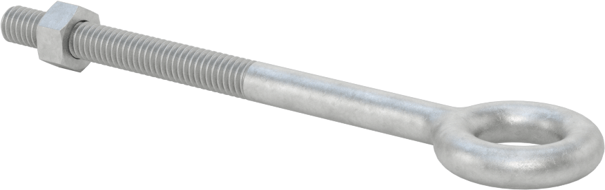 Somunlu ve Omuzsuz Galvanizli Çelik Halka Cıvata, Kaldırma için, 5/16"-18 Diş Boyutu, 4-1/4" Şaft Uzunluğu