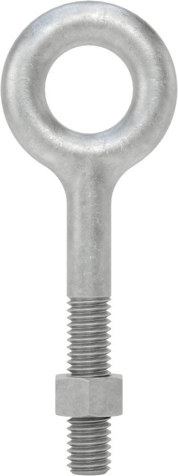 Somunlu ve Omuzsuz Galvanizli Çelik Halka Cıvata, Kaldırma için, 3/8"-16 Diş Boyutu, 2-1/2" Şaft Uzunluğu