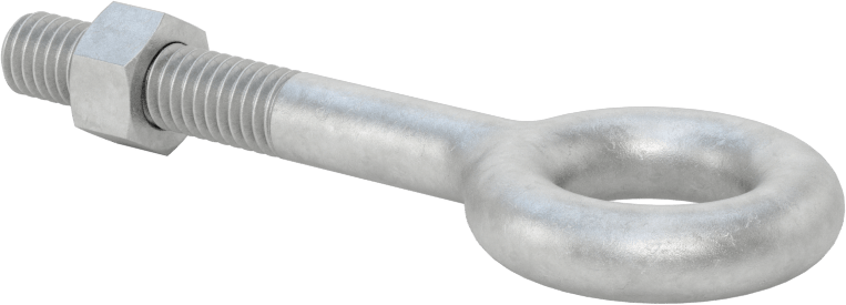Somunlu ve Omuzsuz Galvanizli Çelik Halka Cıvata, Kaldırma için, 3/8"-16 Diş Boyutu, 2-1/2" Şaft Uzunluğu