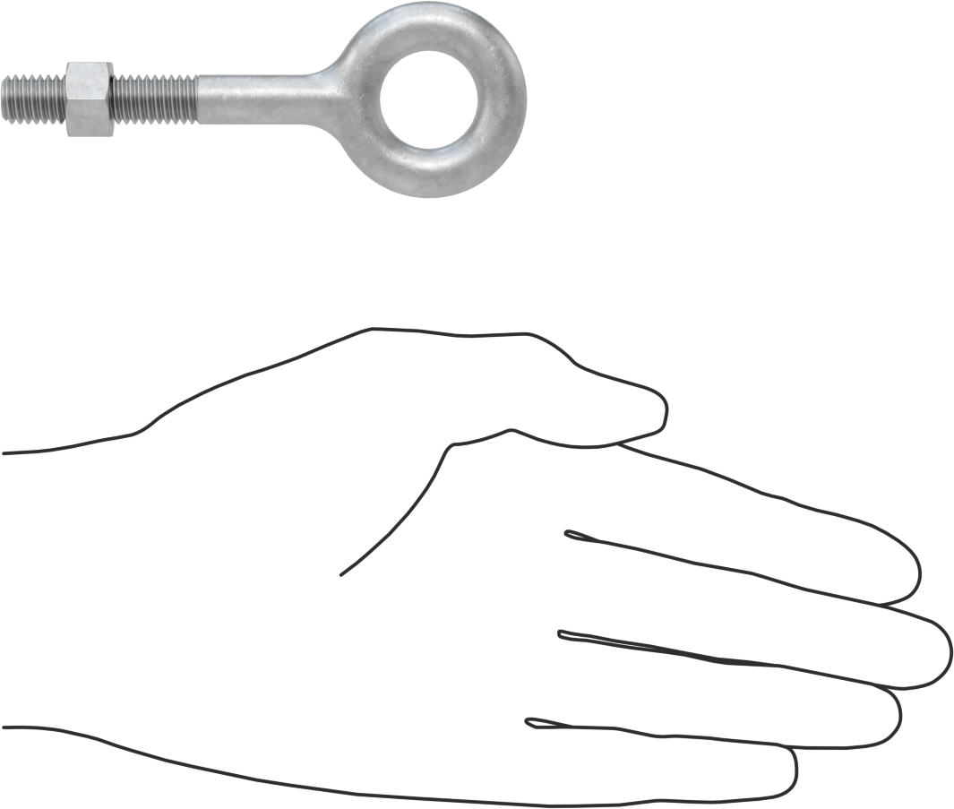Somunlu ve Omuzsuz Galvanizli Çelik Halka Cıvata, Kaldırma için, 3/8"-16 Diş Boyutu, 2-1/2" Şaft Uzunluğu