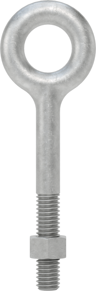 Somunlu ve Omuzsuz Galvanizli Çelik Halka Cıvata, Kaldırma için, 3/8"-16 Diş Boyutu, 3" Şaft Uzunluğu