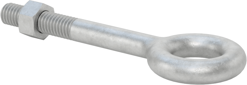 Somunlu ve Omuzsuz Galvanizli Çelik Halka Cıvata, Kaldırma için, 3/8"-16 Diş Boyutu, 3" Şaft Uzunluğu