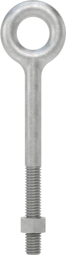 Somunlu ve Omuzsuz Galvanizli Çelik Halka Cıvata, Kaldırma için, 3/8"-16 Diş Boyutu, 2" Diş Uzunluğu