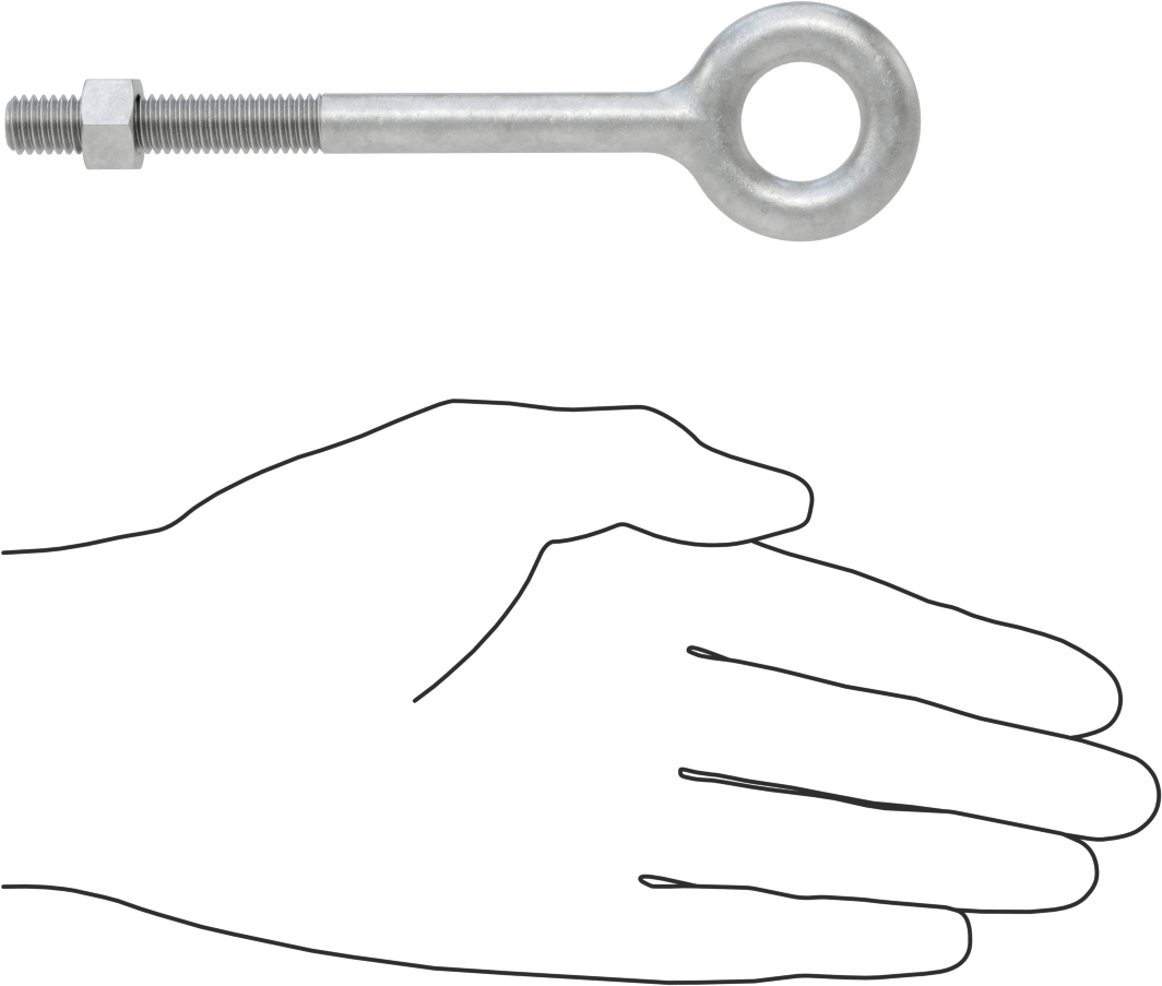 Somunlu ve Omuzsuz Galvanizli Çelik Halka Cıvata, Kaldırma için, 3/8"-16 Diş Boyutu, 2" Diş Uzunluğu