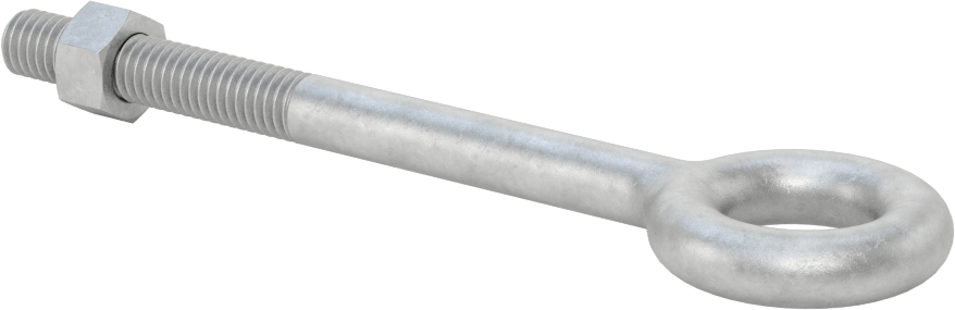 Somunlu ve Omuzsuz Galvanizli Çelik Halka Cıvata, Kaldırma için, 3/8"-16 Diş Boyutu, 2" Diş Uzunluğu